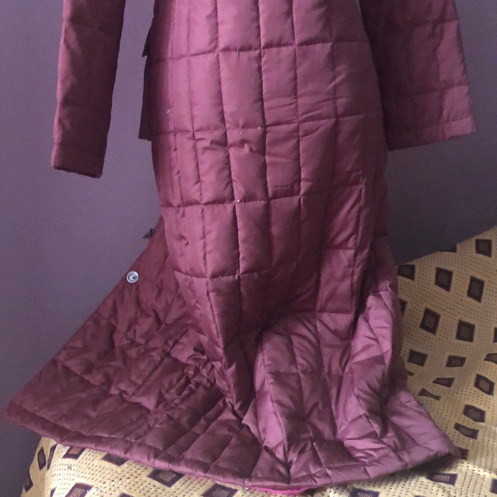 Full Length Down Burgundy Coat Size XS - Picture 3 of 11